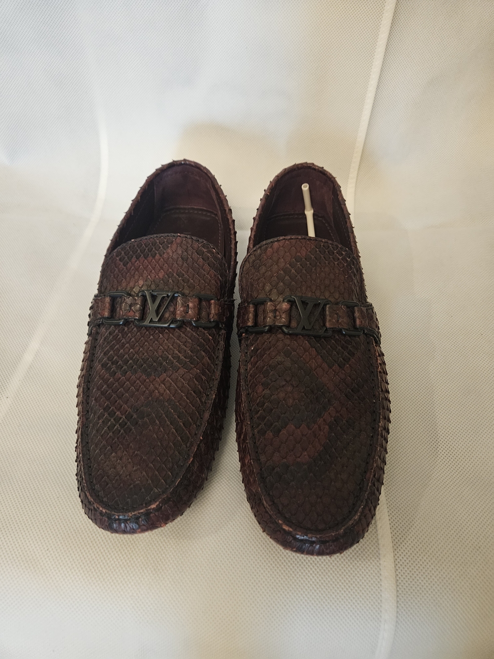 Louis Vuitton Dark Burgendy Snake Skin Men’s Slip-On Loafers